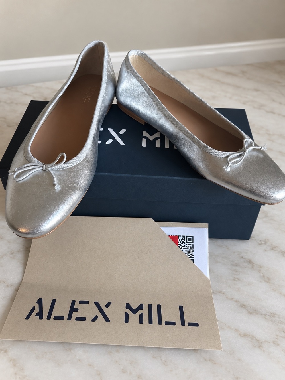 Alex Mill Prince Street Metallic Silver Ballet Flats Size 41 / US 10 NWT